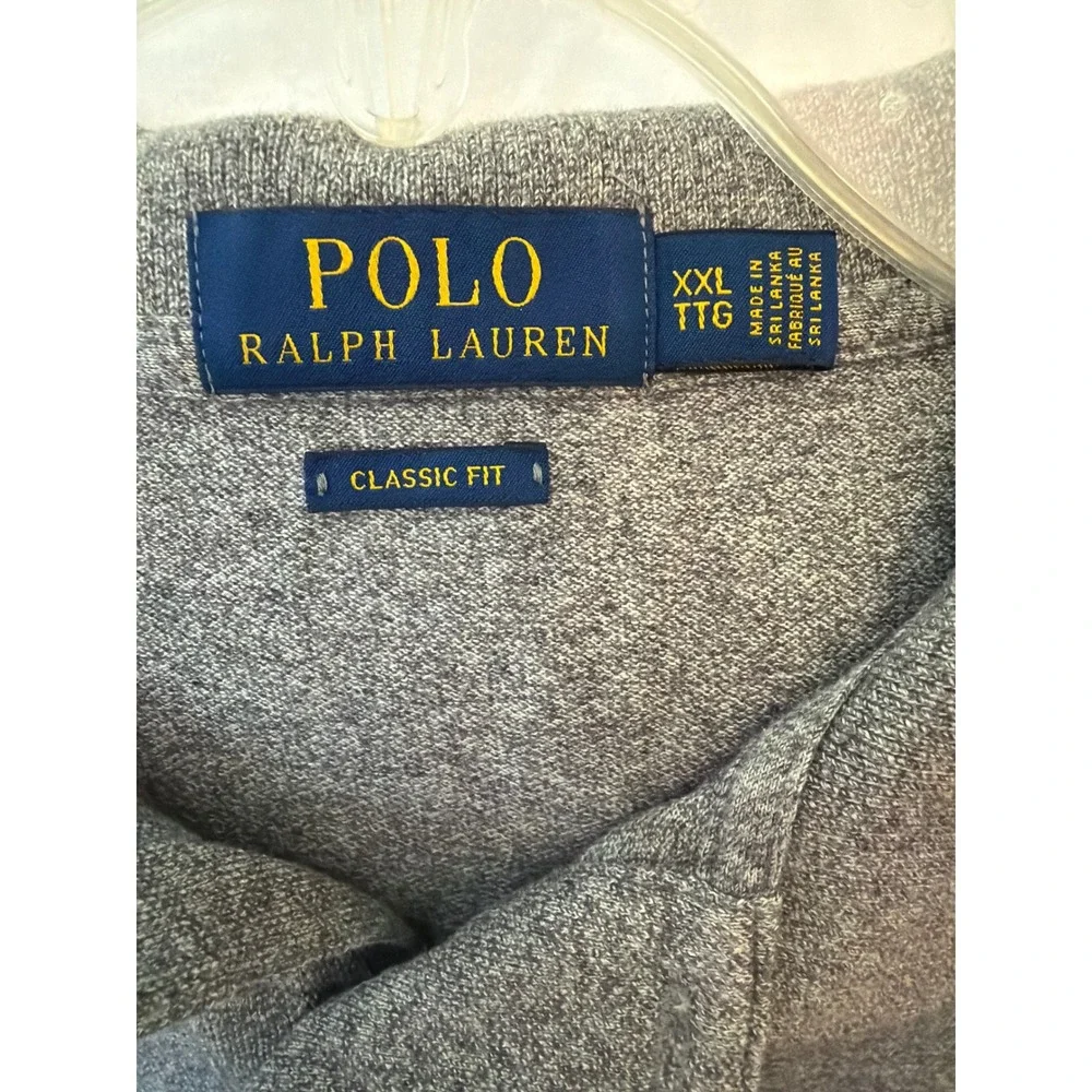 Polo Ralph Lauren Mens XXL Heather Grey Long Sleeve Classic Fit Polo Shirt